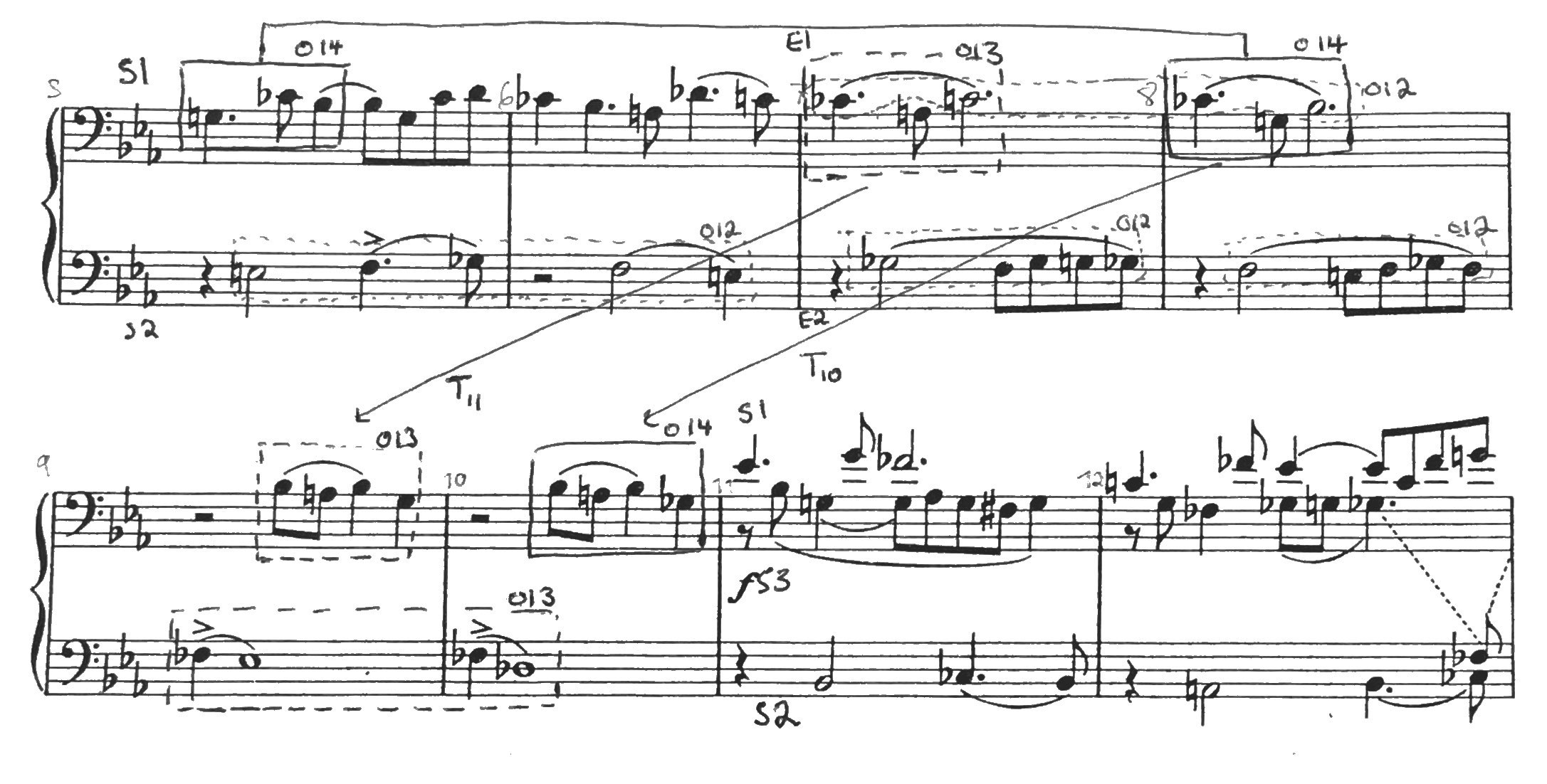 Set-theoretic analysis of Shostakovich op. 87, Fugue no. 19, mm. 5-12